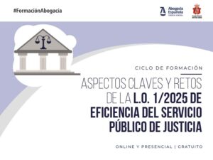 La Abogacía y el Poder Judicial imparten un nuevo ciclo de formación sobre la LO 1/2025